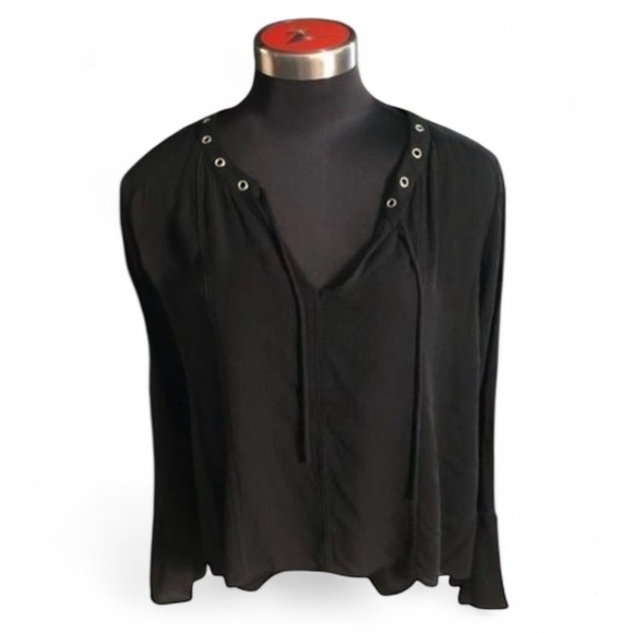 Seven7 Black Top with Grommets Size Small - Picture 1 of 6